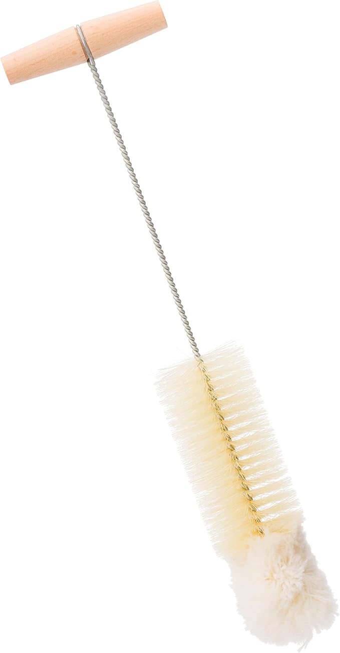 Redecker Bottle Brush with Beechwood Grip for Soda Bottles/Jars/Specialty Glassware Tampico Fiber and Wool Bristles 14 Inches Long Made in Germany