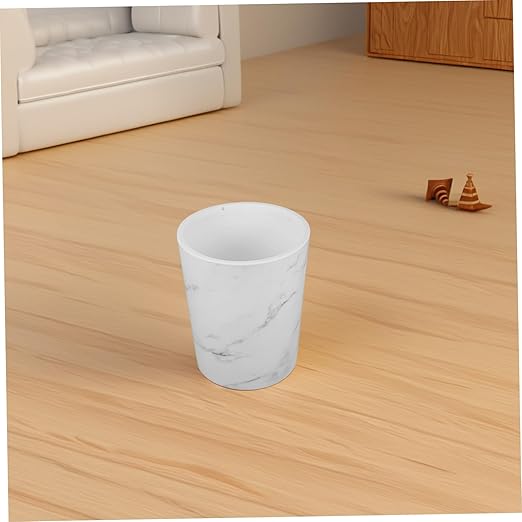 Cabilock Marble Pattern Bathroom Wastebasket with Press Ring Large Capacity Plastic Trash Can for Home Office Round Rubbish Bin for Living Room and Bathroom