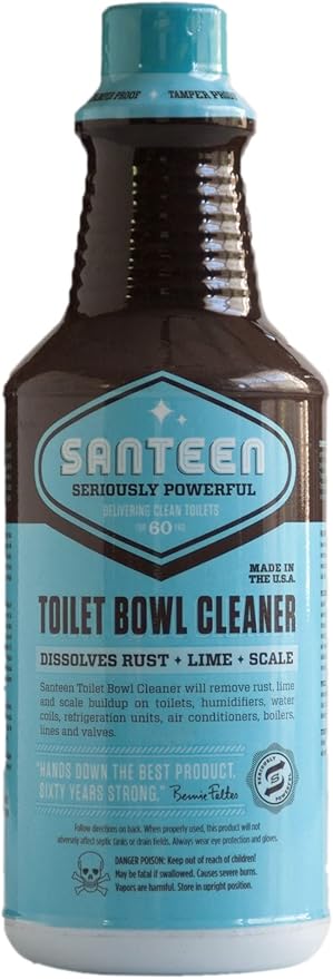 Santeen Toilet Bowl Cleaner | 6-pack of 1-quart bottles | Removes Rust Lime and Scale buildup