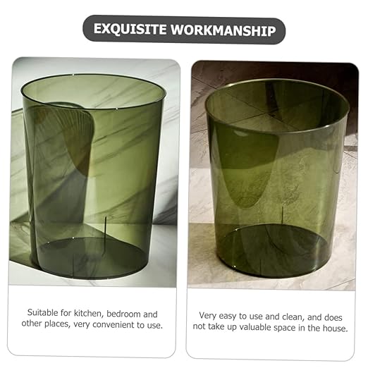 ABOOFAN Clear Large Capacity Trash Bucket Transparent Household Garbage Storage Container for Office Bedroom Living Practical Decorative Wastebasket for Home Use