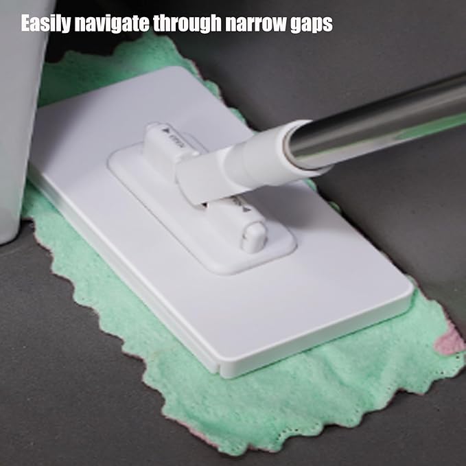 Zero Touch Mini Mop Mini Wet and Dry Sweeper Mop Disposable Clip Mopstick Convenient Cloth Changing No Wash for Gaps &amp Multi-SurfaceWhite