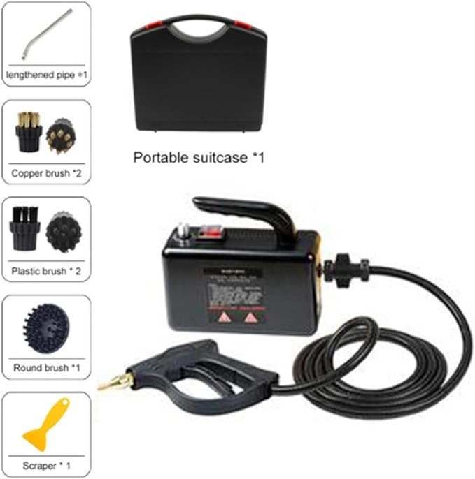 2600W Household Electric Steam Cleaner 120℃ High Temperature Steam Portable Handheld Steamer Car Kitchen Brush Cleaning MachineBlack