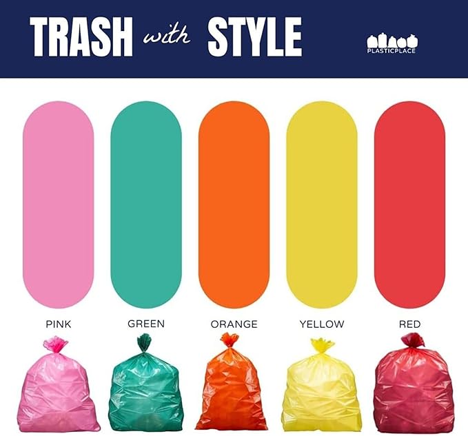 Plasticplace 32-33 Gallon Trash Bags │ 1.5 Mil │ Yellow Garbage Can Liners │ 33’” x 39” (100 Count) W33Y15
