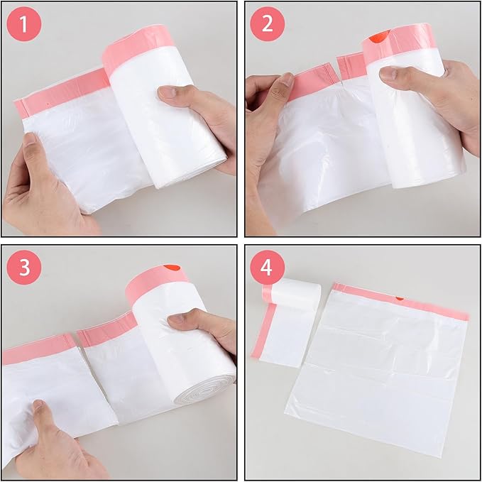 Wekioger 7 Gallon Medium Drawstring Trash Bags White Kitchen Garbage Bags 240 Bags/4 Rolls