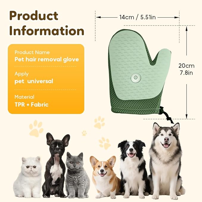 2025 New Pet Hair Removal Glove Upgrade Electrostatic Pet Grooming Gloves for Cats and Dogs Efficient Cat Gloves