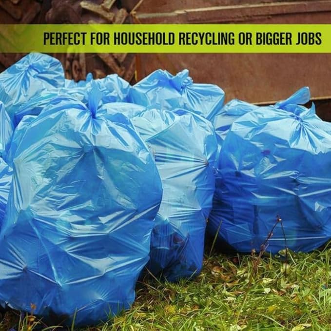 Heavy Duty Extra Wide 50–55 Gallon Blue Trash Bags — Perfect Fit Commercial Can Liners | 1.3 Mil Industrial Strength (42” x 47”) | Fits Rubbermaid Brute Toter &amp Carlisle Bronco | 75 Count