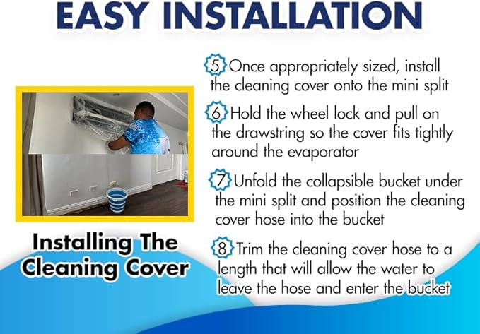 Leak Saver HVAC Guys Mini Split Cleaning Bag | Adjustable &amp Fits Any Size | 360 Degree Air Conditioner Cleaning Cover for Mini Split Air Conditioners