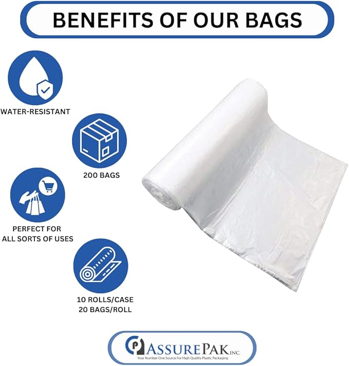 ASSUREPAK Clear (Natural Color) HDPE Coreless Trash Liners - 36x58 - 200 Bags - 13 microns - Clear - TL365813MWF - AssurePak