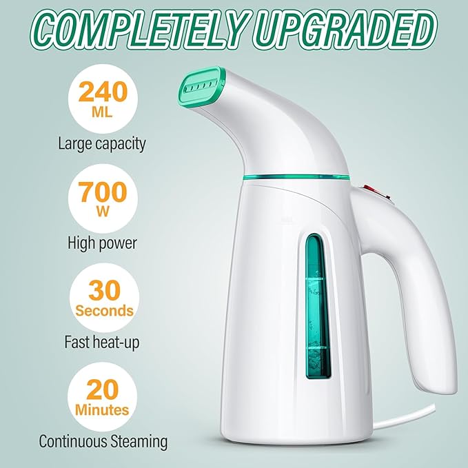 OGHom Steamer for Clothes Handheld Clothing Steamer for Garment 240ml Big Capacity 700W Portable Travel Steam Iron (Teal)