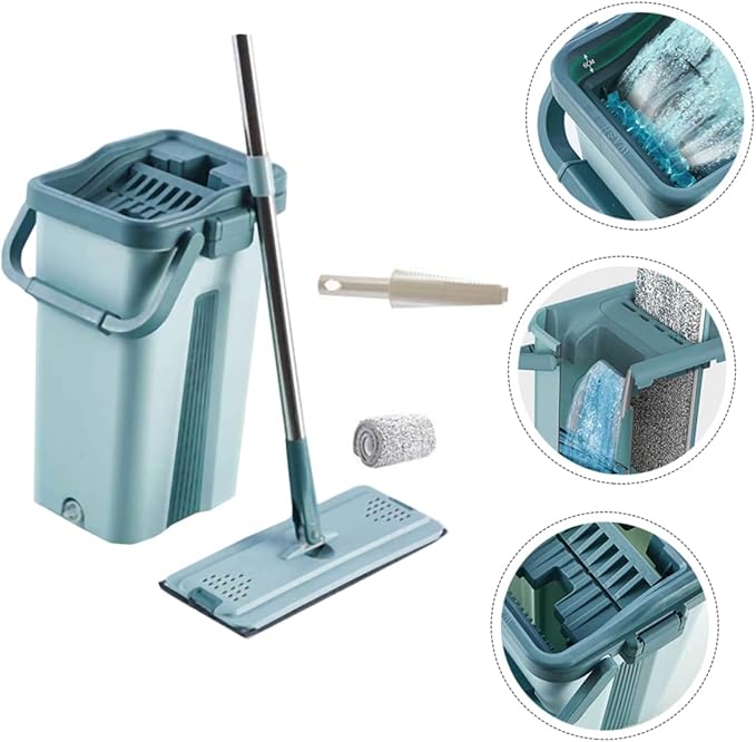 1set Microfiber Mop Bucket for Easy Cleaning Non-Hand Wash Design for Home Use Suitable for Wet and Dry Compact Storage