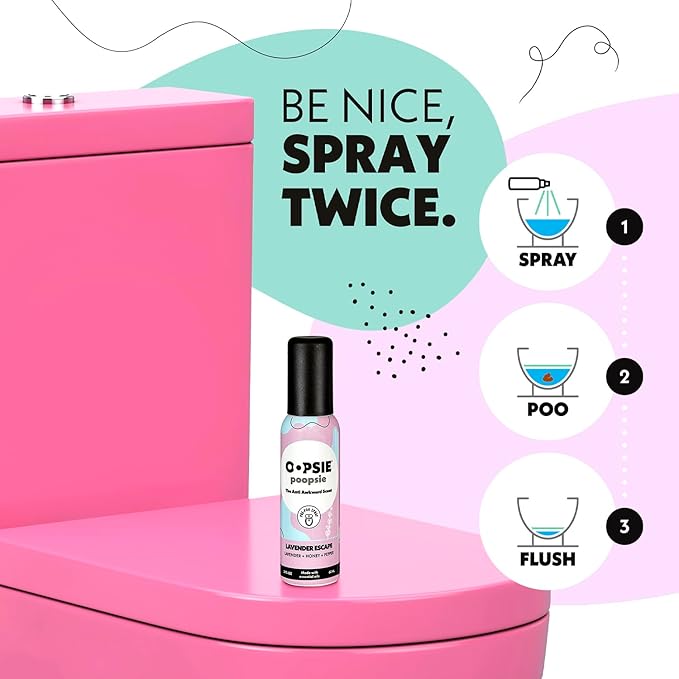 OOPSIE POOPSIE Lavender Escape Before &amp After You Go Toilet Spray 2oz 4-Pack Gift Set - Portable Odor Eliminator
