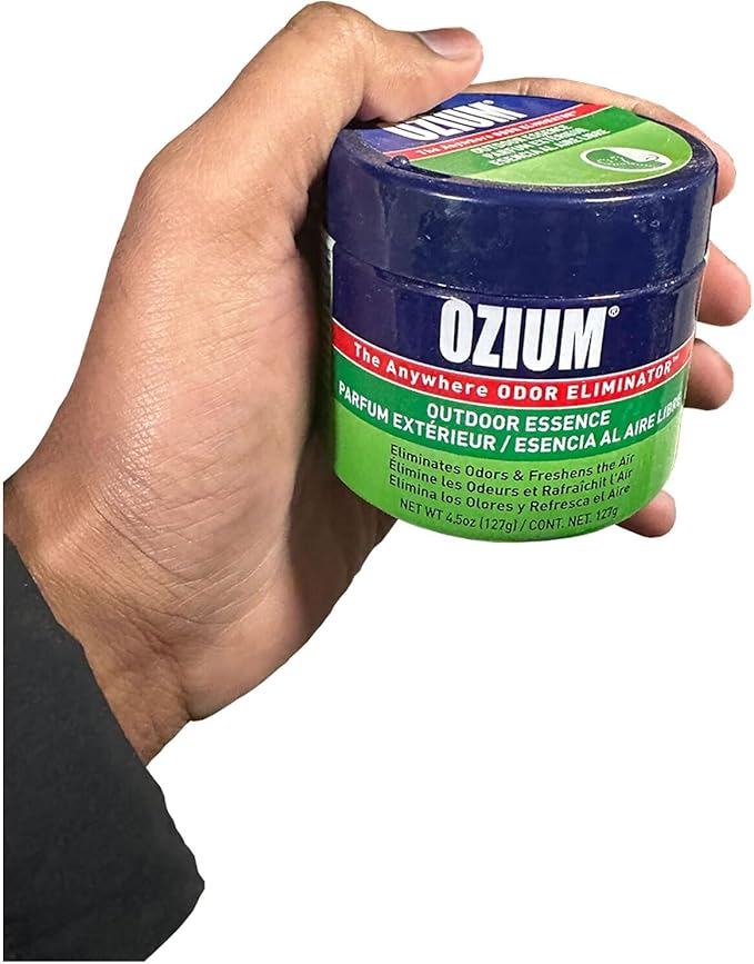 Ozium 4.5 Oz. Odor Eliminating Gel for Homes Cars Offices and More (Original + Carbon Black + Outdoor Essence + That New Car Smell) 4 Pack Variety