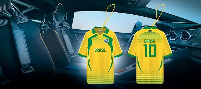 Car Air Freshener Assorted 12 Pack Fan Team Jersey USA|MEXICO|COLOMBIA|BRAZIL ARGENTINA|VENEZUELA Long- Lasting (Team Brazil Mix 3 Bubble Gum 3 New Car3 Vanilla Black3 Crystal Black)