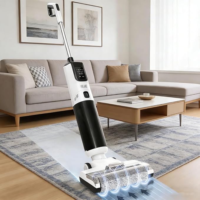 Vacuum Mop Wet Dry Vacuum Cleaner for Hard Floor40 Minutes Long Runtime Dual-Sided Edge Cleaning Lightweight Floor Cleaner