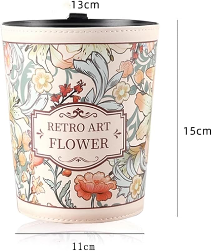 Indoor Trash Can Small Desktop Trash Can Open Top Round Trash Bin Vintage Leather Wastebasket with Plastic Inner Bin for Living Room Bedroom Office Garbage Can(Green)