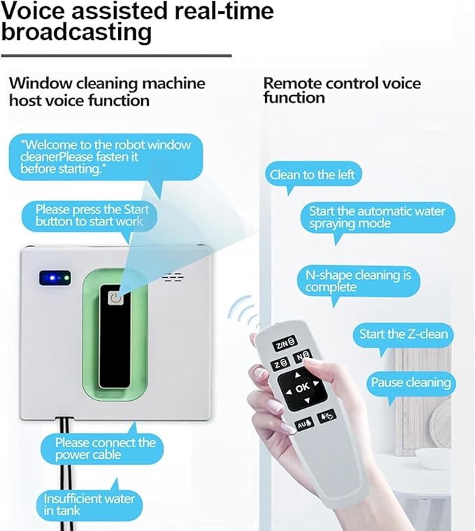 Window Cleaner Robot 50ML Dual Water Tank 3000Pa Strong Suction Smart Window Cleaning RobotRemote Control Robot Window Cleaner Suitable for Outdoor/Indoor High Rise Windows