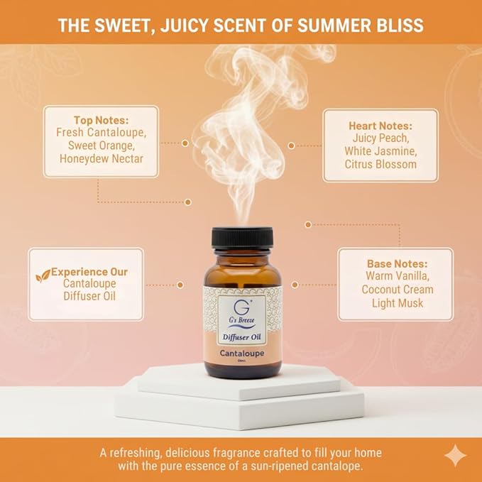 G’s Breeze Smart Diffuser with Refill – Bluetooth &amp Wi-Fi App Control Gradient LED Lighting Adjustable Scent Intensity Low Noise 24 Hour Aromatherapy Diffuser for Home &amp Office - Cantalou