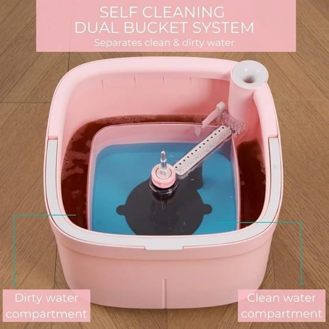 Spin Mop and Bucket Set – Rose Pink 360° Rotating Mop with Wringer for Easy Floor Cleaning