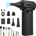 Compressed Air Duster 110000RPM Electric Air Blower with 4-Speed Adjustable &amp LED Light Rechargeable Fast-Charging for Computer Keyboard Electronics Car Home &amp Outdoor Cleaning