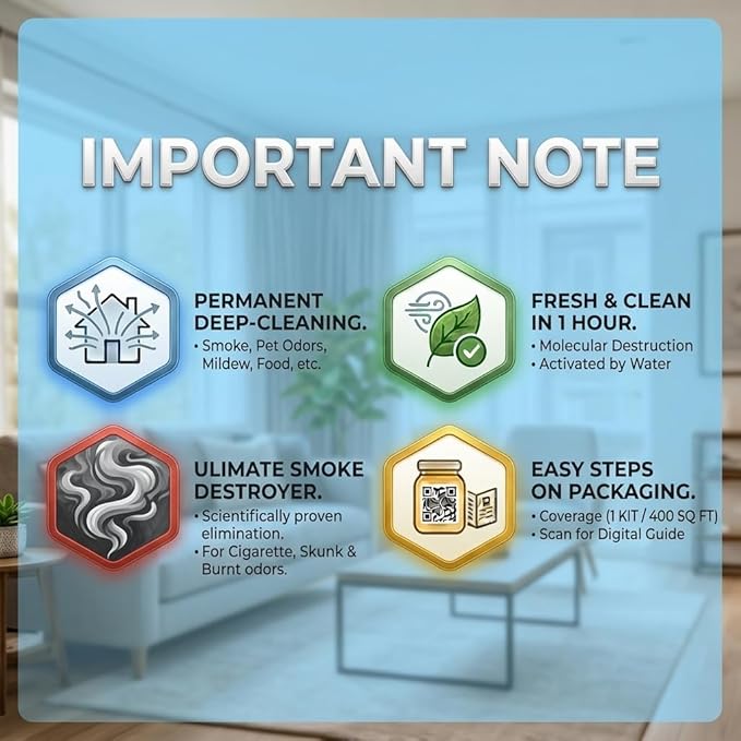 Odor Eliminator for Home - Advanced Chlorine Dioxide Odor Removal Kit Neutralizes Smoke Pet Urine Mildew &amp Skunk in 1 Hour - 400 Sq Ft Includes Bubbler