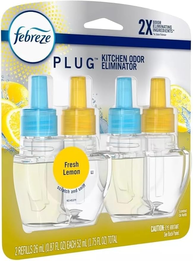 Febreze Plug with Fade Defy Technology Air Freshener (2) of 0.87 fl oz Refills (Fresh Lemon)