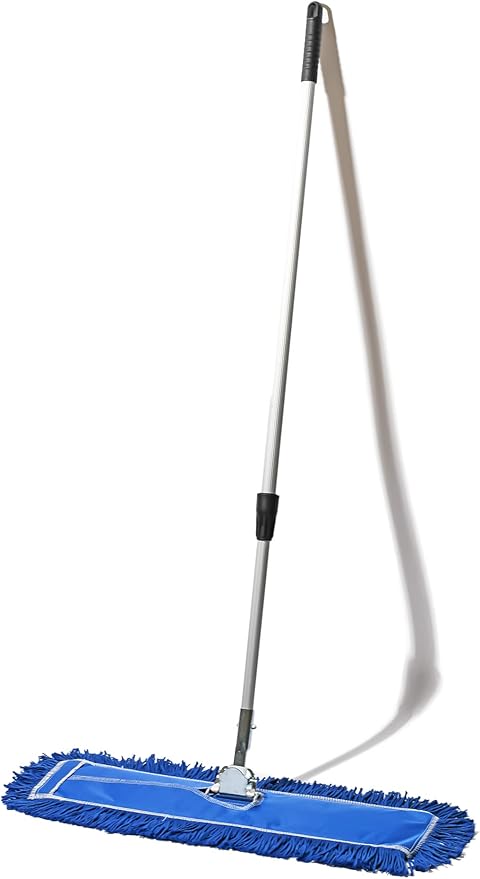 24 Inch Blue Commercial Dust Mop &amp Floor Sweeper with Extendable Handle – Mop for Hardwood Tile and Concrete Floor Cleaning
