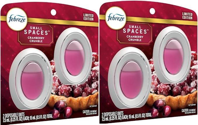 F.e.b.r.e.z.e Small Spaces Air Freshener 4 Count (Pack of 1) (Cranberry Crumble)