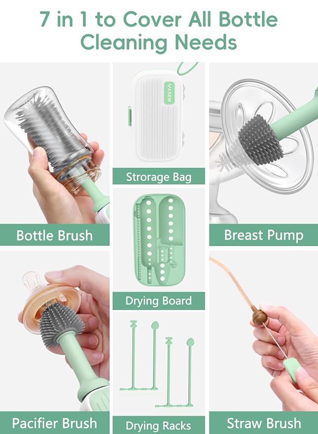 Electric Baby Bottle Brush Cleaner for Travel – BPA-Free Silicone One-Button 360° Deep Cleaning 2000mAh Rechargeable Portable Bottle Cleaning Kit with Storage Box for Home &amp On-The-Go