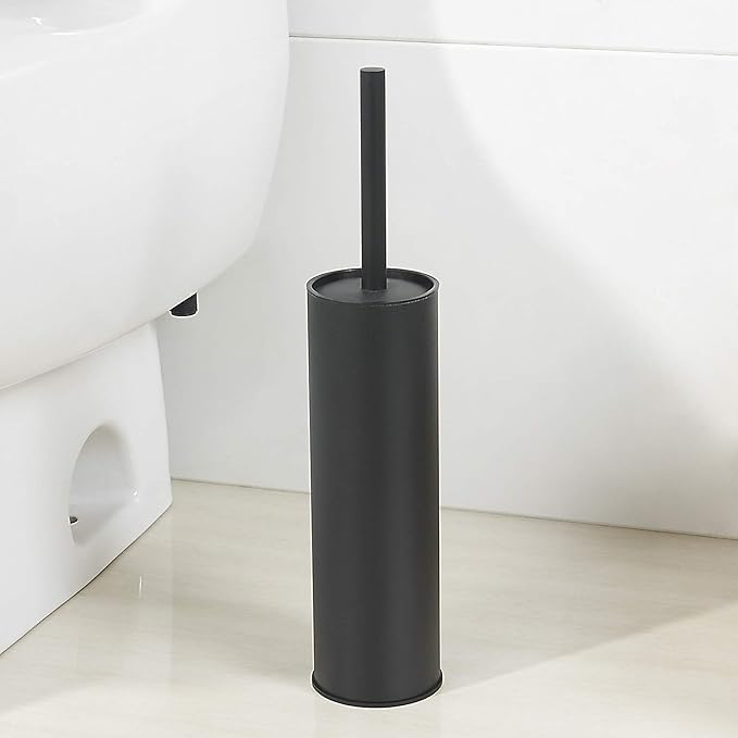 BGL Stainless Steel Toilet Brush with Holder 2 Black Bristle Heads