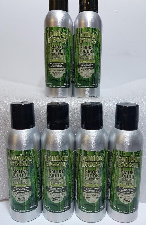 Smoke Odor Exterminator 198 gm/ 7 oz Large Spray Bamboo Breeze 7oz Can 6 Pack.