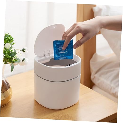 Angoily 2pcs Small Tabletop Garbage Bin with Lid Plastic Desk Trash Can for Household Kitchen Office Use Wear-Resistant Mini Wastebasket with Gentle Flip Cover No Odor Exposed Design