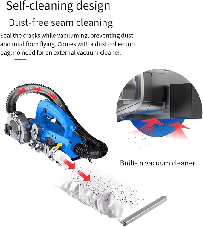 9000r/min Electric Seam Cleaning Machine Beauty Seam Construction Tool Tile Joint Cleaner With1.2MM Saw Blade and Self-Cleaning Design Depth Adjustable for Tile Cleaning