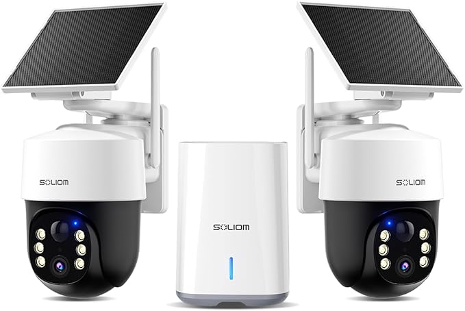 SOLIOM Security Cameras Wireless Outdoor4K Ultra HD for Day and Night No SubscriptionBuilt in RadarSolar Powered Cameras for Home Security 360° Pan Tilt Auto Tracking5G &amp 2.4G WiFi 2-Cam Ki