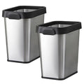 TooCust 2 Pack Stainless Steel Trash Can 3 Gallon Open Top Trash Can 8 x 11 x 13 Rectangle Rubbish Bin Slim and Narrow No Lid Small Wastebasketfor Kitchen Bathroom Living Room Office