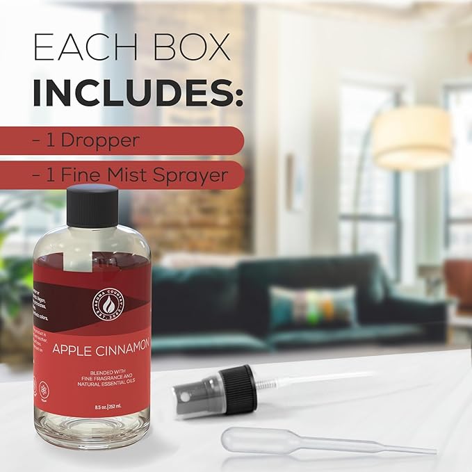 Aroma Country Apple Cinnamon Diffuser Oil - Luxury Essential Oils for Diffuser Refill &amp Air Freshener Room Spray - Long-Lasting &amp Natural Home Fragrance Apple Cinnamon Scented Oil (8.5 Fl. oz