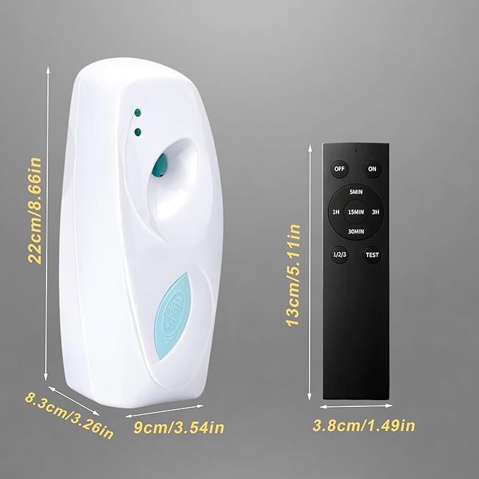 (2-pack) Automatic Air Freshener Spray Dispenser Wall Mounted or Freestanding Sprayer Holder Multiple Time Settings Commercial and Hotel Bathroom Office etc (White BT)