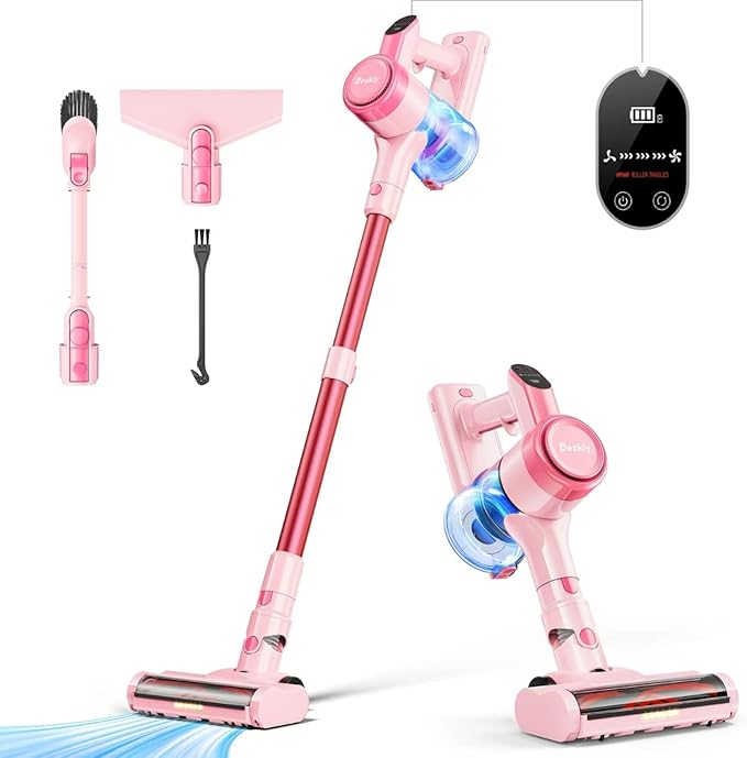 Generic Pink Cordless Vacuum Cleaner 380W Brushless Motor 50 Min Runtime 28Kpa Suction Pink