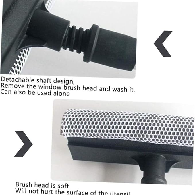 Window Cleaning Brush Glass Wiper for Bathroom Mirror Window with Double-Sided Window Cleaner Squeegee Wiper Black27cm*20cm*8cm