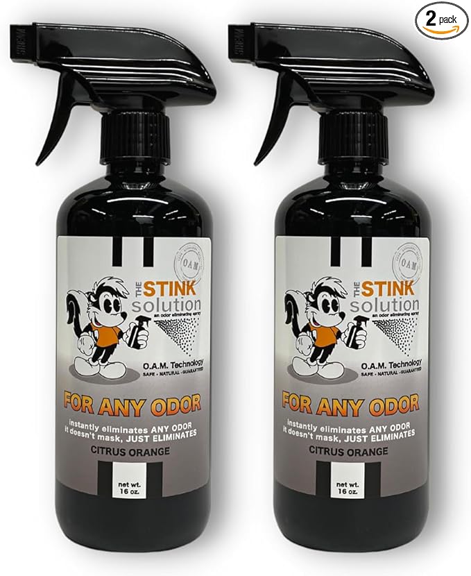 The Stink Solution Citrus Orange For Any Odor Eliminating Spray For Sweat Urine &amp Foul Odors. Safe To Spray On Clothes Furniture Mattresses Shoes &amp More. Works Instantly. - 2 16oz Bottle