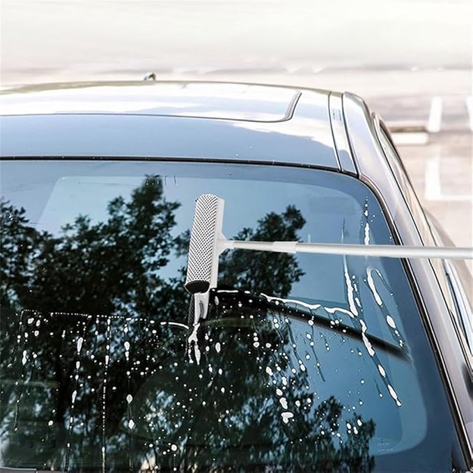 Retractable Glass Window Cleaning Tool Double-Sided Window Cleaner Bathroom Cleaning Scraper car Window Cleaning BrushWhite4785cm
