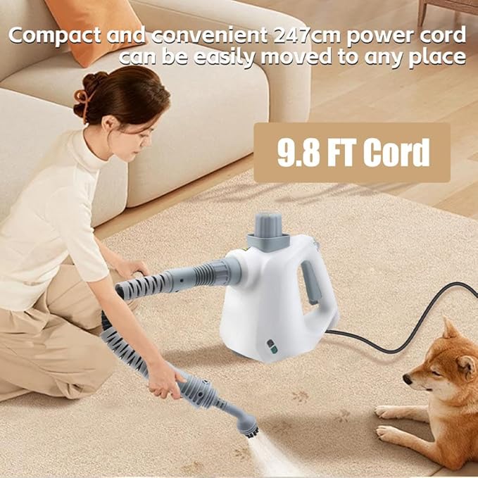 Steam Cleaner Handheld Portable Pressurized Steamer for Cleaning Multi-purpose Steamer with Several Accessories Deep Cleaning Steam Cleaner for Home Upholstery Grime Car Grout and Floor