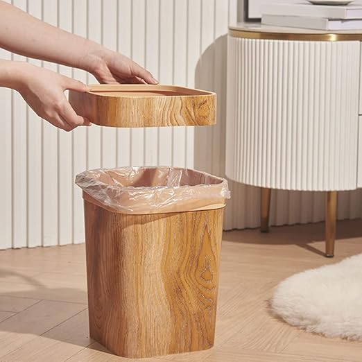 Cabilock Office Decor Decor Decor Decor Trash Can Wood Grain/Marble Pattern Garbage Container Bin Decoration Bin Plastic Toilet Paper Bucket for Bathrooms Kitchen Bedroom Office
