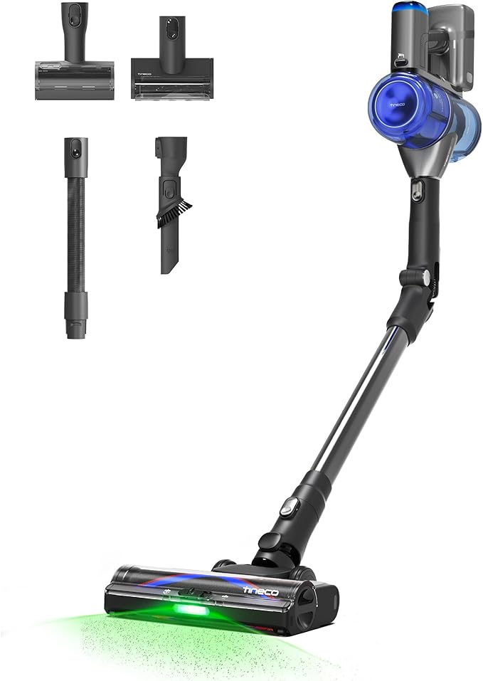 Tineco Pure ONE S70 Cordless Vacuum Cleaner 200AW Powerful Suction Up to 95min Runtime Zero Tangle Brush180° Foldable Tube Stick Vacuum Cleaner for Pet Hair Carpet &amp Hard Floor (Gray)