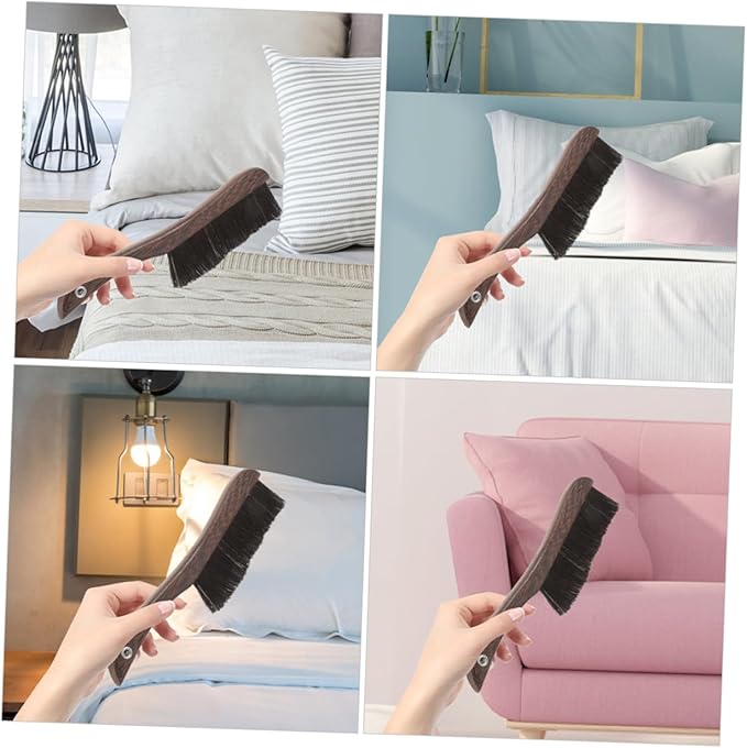PRETYZOOM 2pcs Wooden Furniture Cleaning Brush with Soft Horsehair Bristles Portable Mini Broom for Instruments Keyboards and Dusting Surfaces