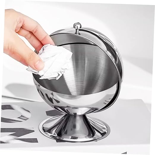 Stainless Steel Mini Trash Can with Lid Compact Covered Wastebasket for Office Bedroom and Kitchen Stylish Indoor Garbage Bin for Small Spaces