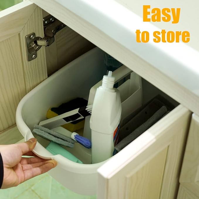 2-Pack Large White Cleaning Caddy for Cleaning Supplies with Handle - Portable Plastic Tote Organizer for Shower Bathroom Kitchen Under Sink Storage