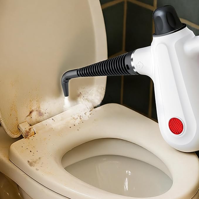Steam Cleaner Pressurized Multi-Surface Natural Handheld Steam Cleaner for Home with Lock Button&amp16 PCS Tools Portable Steamer for Deep Cleaning Bathrooms Kitchens Grout Tile and Windows(Whi