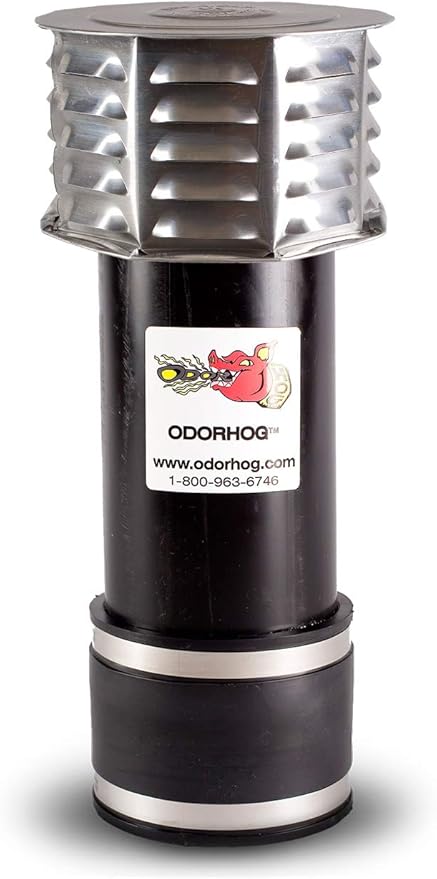 OdorHog Metal Cap Clamp On Vent Stack Pipe Filter 4 Black ABS Removes Outdoor Septic and Sewer Odor Problems