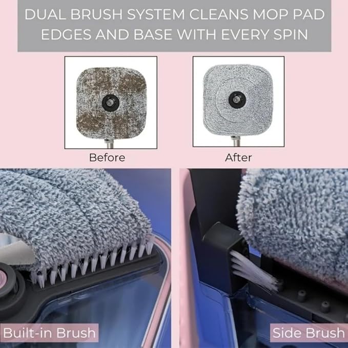 Spin Mop and Bucket Set – Rose Pink 360° Rotating Mop with Wringer for Easy Floor Cleaning