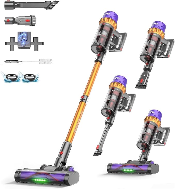 Cordless Vacuum Cleaner for Home 550W Powerful Stick Vacuum – 50Kpa Strong Suction with 80Min Runtime Anti-Tangle Design Lightweight for Pet Hair Carpet &amp Car Cleaning